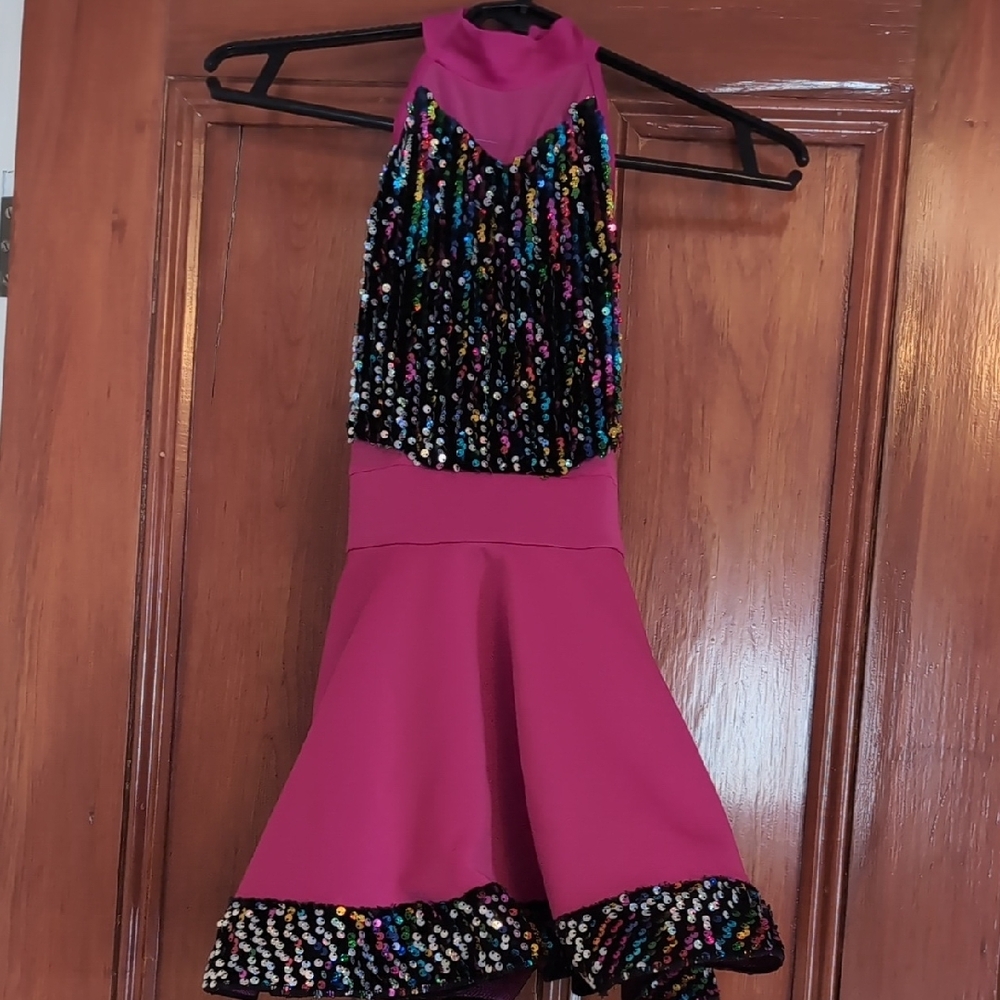 Pink Sequin Halter Dress